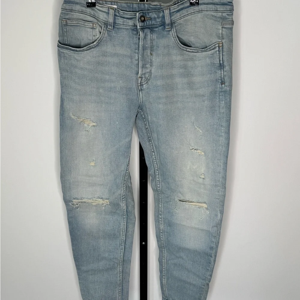 Zara Blue Skinny Jeans with Distressed Details